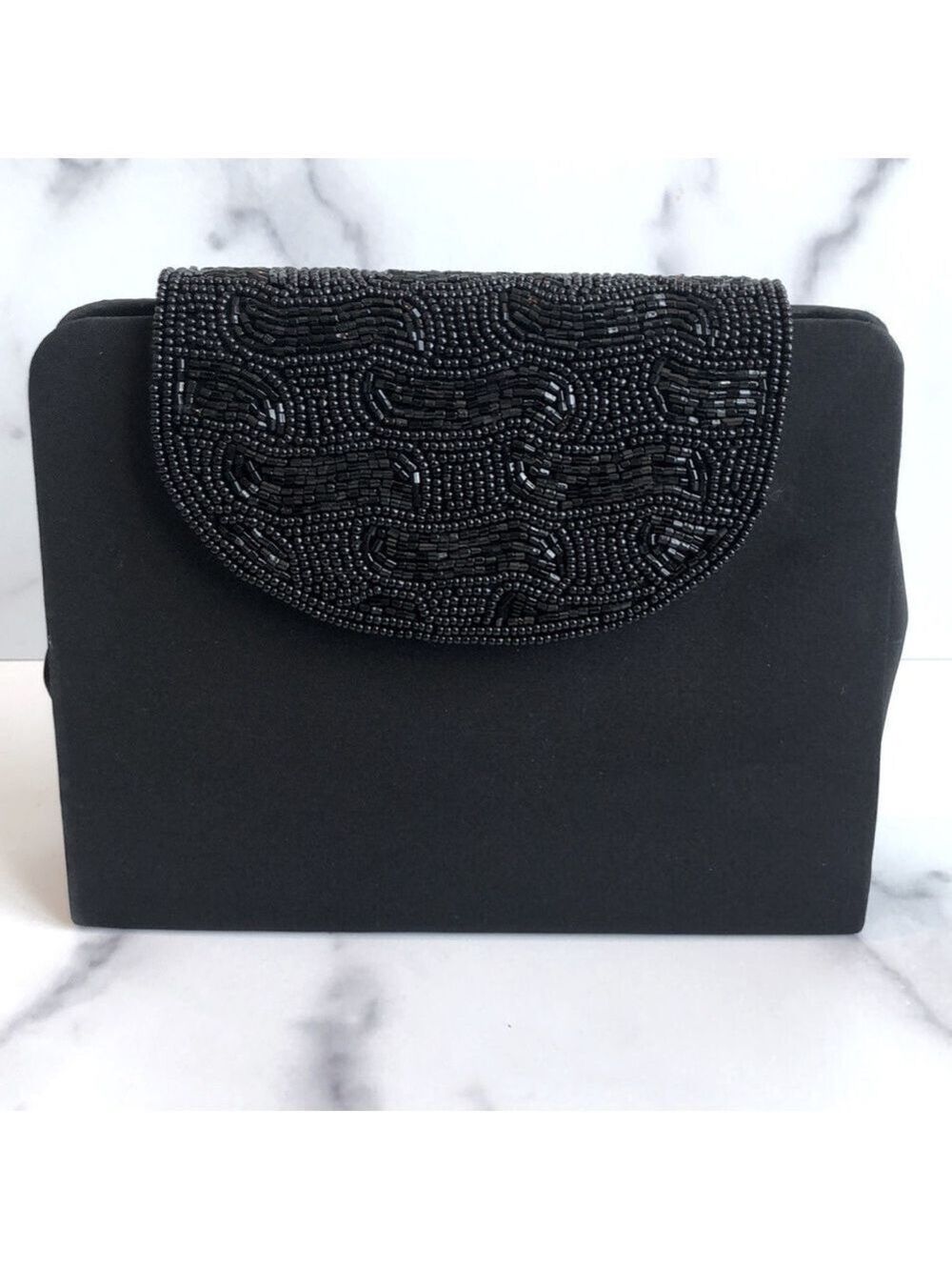 Made in Italy Black Clutch Beaded Evening Purse LP by Perfetto
